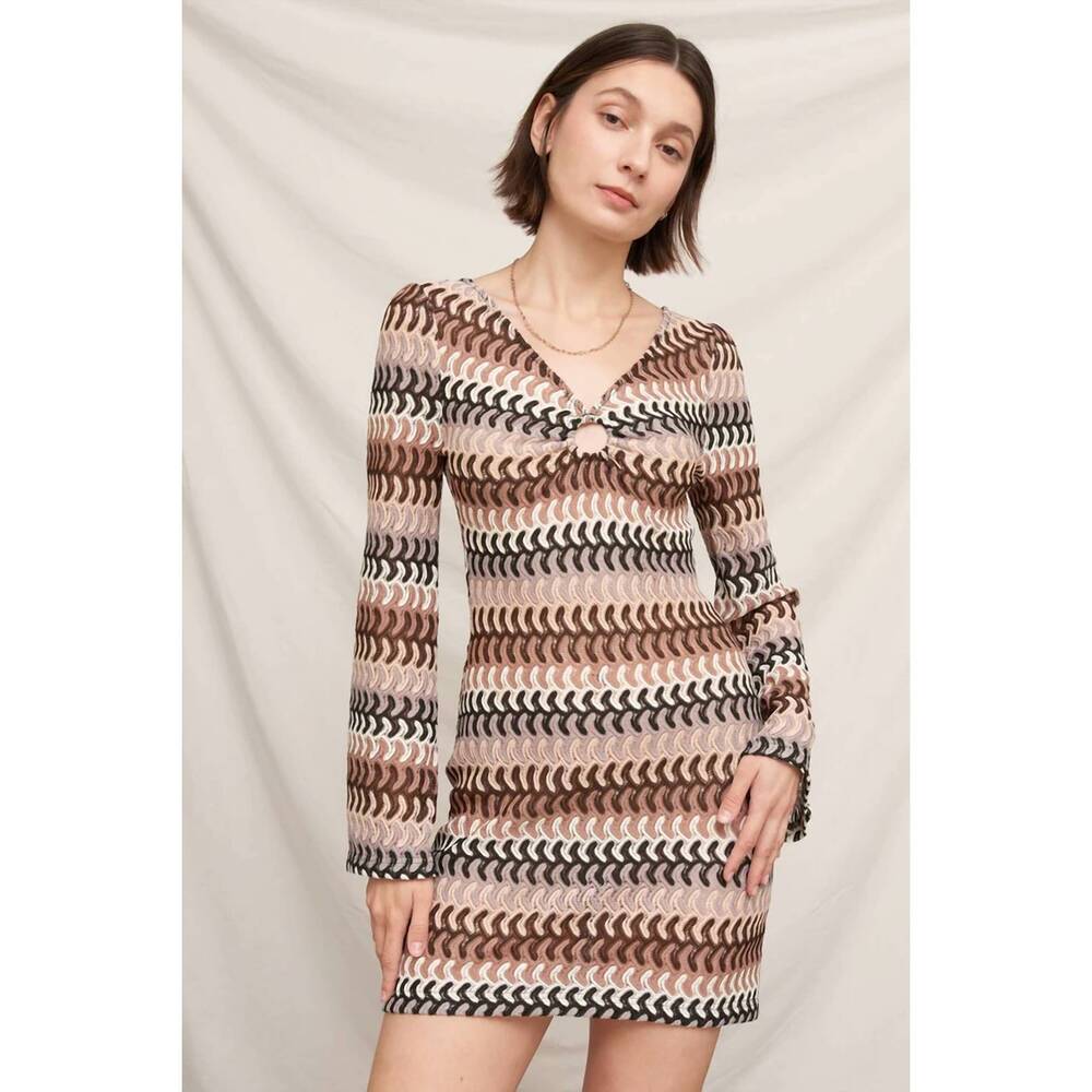 NEW EN CREME brie coverup dress in brown multi